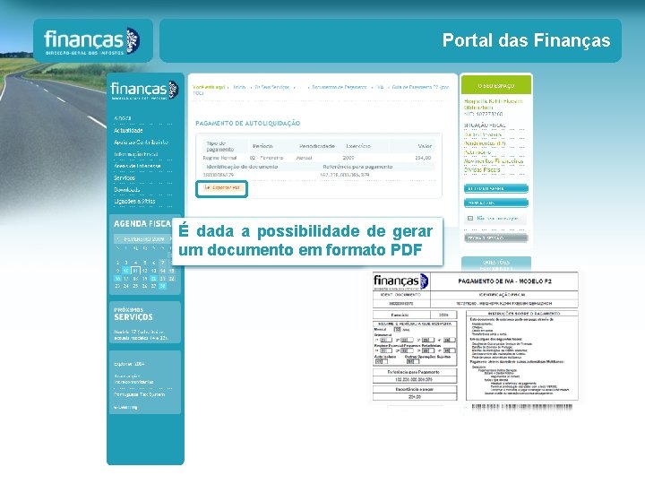 Portal das Finanças É dada a possibilidade de gerar um documento em formato PDF Portal das Finanças É dada a possibilidade de gerar um documento em formato PDF
