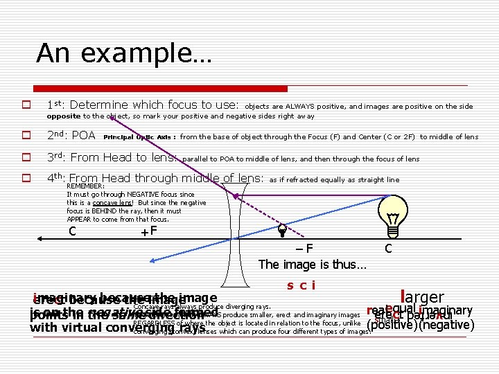 An example… o 1 st: Determine which focus to use: o 2 nd: POA