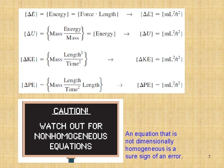 An equation that is not dimensionally homogeneous is a sure sign of an error.