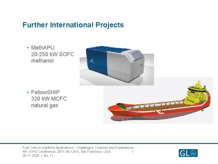 Further International Projects • Meth. APU 20 -250 k. W SOFC methanol • Fellow.