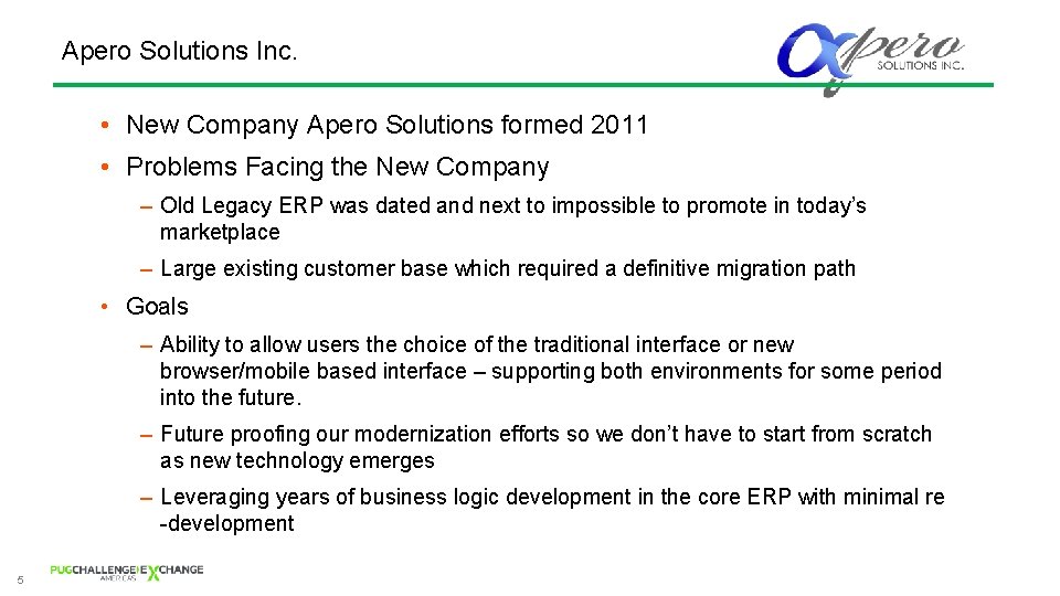 Apero Solutions Inc. • New Company Apero Solutions formed 2011 • Problems Facing the