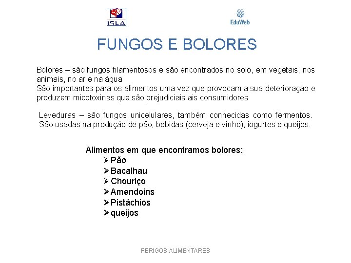 FUNGOS E BOLORES Bolores – são fungos filamentosos e são encontrados no solo, em