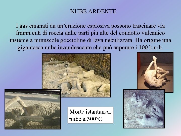 NUBE ARDENTE I gas emanati da un’eruzione esplosiva possono trascinare via frammenti di roccia