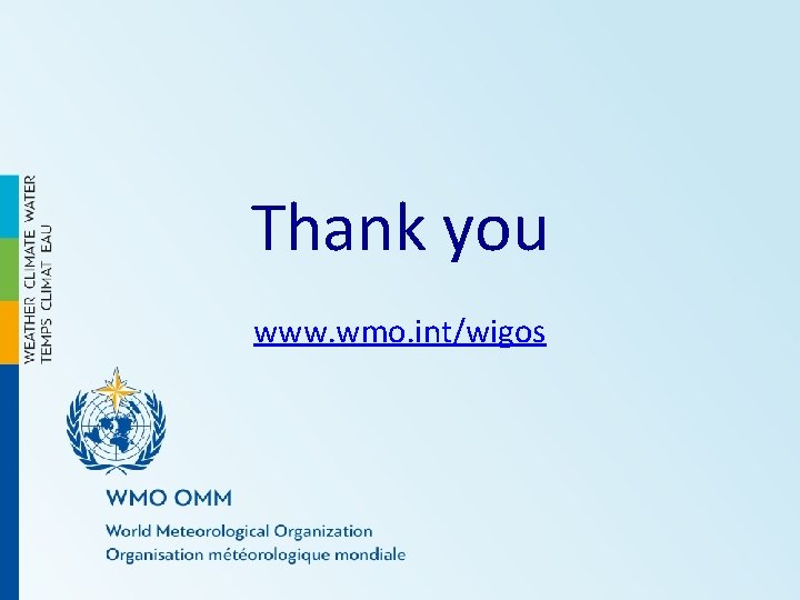 Thank you www. wmo. int/wigos 