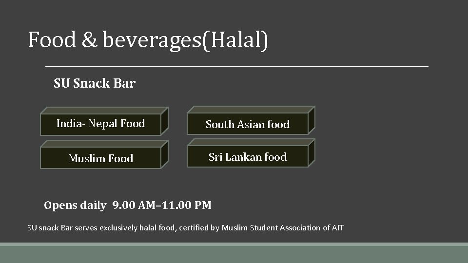 Food & beverages(Halal) SU Snack Bar India- Nepal Food South Asian food Muslim Food