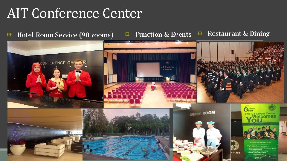 AIT Conference Center ° Hotel Room Service (90 rooms) ° Function & Events °