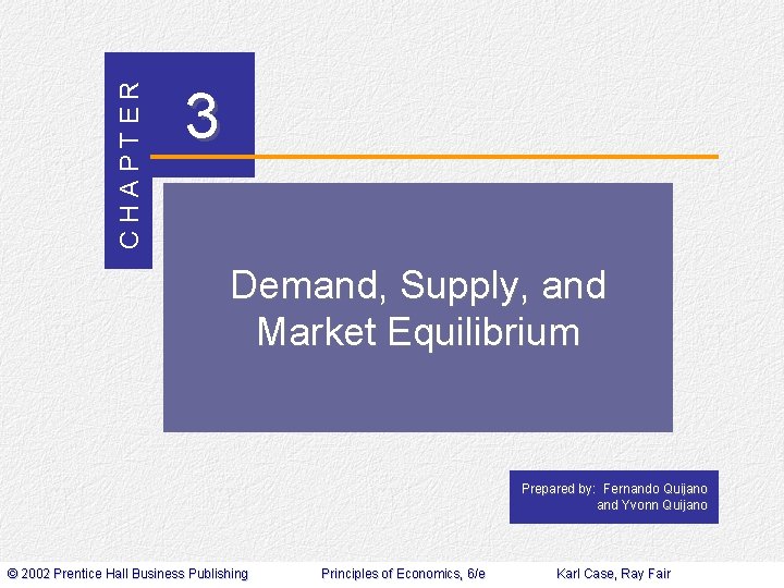 CHAPTER 3 Demand, Supply, and Market Equilibrium Prepared by: Fernando Quijano and Yvonn Quijano