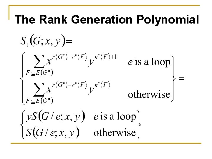 The Rank Generation Polynomial 