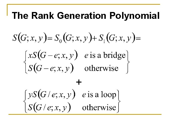 The Rank Generation Polynomial + 