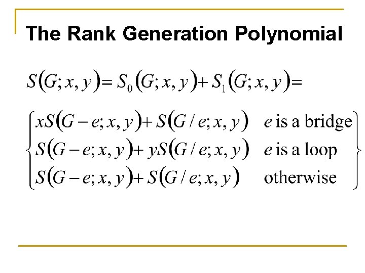 The Rank Generation Polynomial 