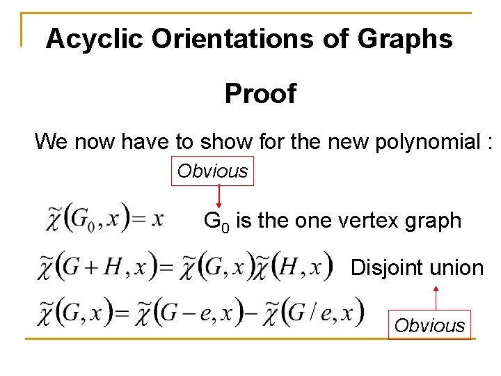 Acyclic Orientations of Graphs Proof We now have to show for the new polynomial