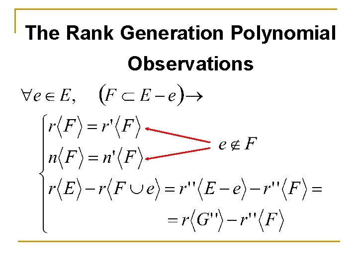 The Rank Generation Polynomial Observations 