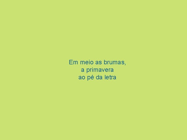 Em meio as brumas, a primavera ao pé da letra 