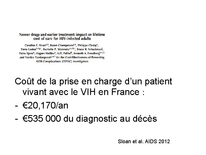 Coût de la prise en charge d’un patient vivant avec le VIH en France