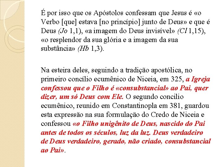 É por isso que os Apóstolos confessam que Jesus é «o Verbo [que] estava