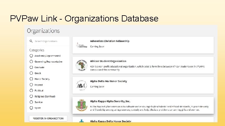 PVPaw Link - Organizations Database 