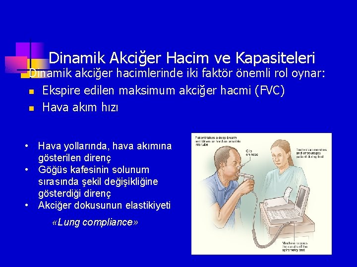 Dinamik Akciğer Hacim ve Kapasiteleri Dinamik akciğer hacimlerinde iki faktör önemli rol oynar: n