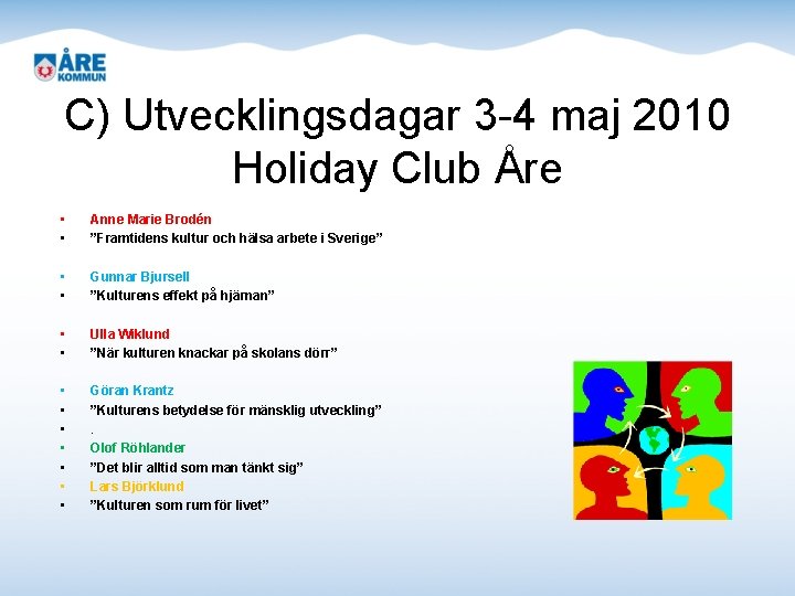 C) Utvecklingsdagar 3 -4 maj 2010 Holiday Club Åre • • Anne Marie Brodén