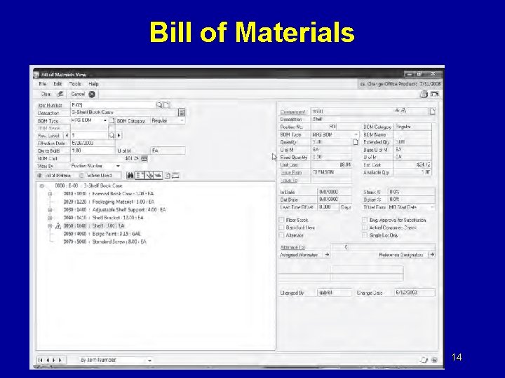 Bill of Materials 14 