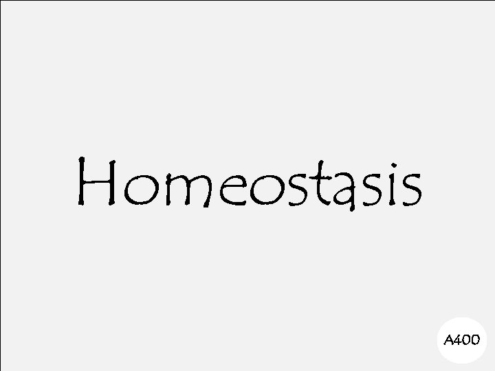 Homeostasis A 400 