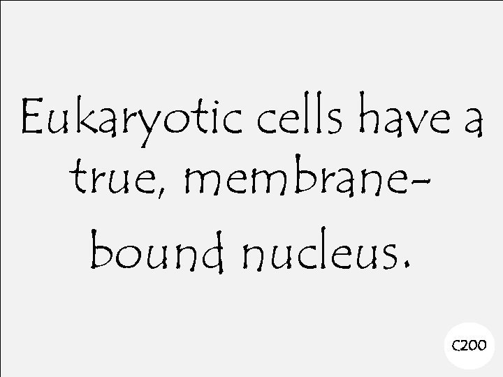 Eukaryotic cells have a true, membranebound nucleus. C 200 