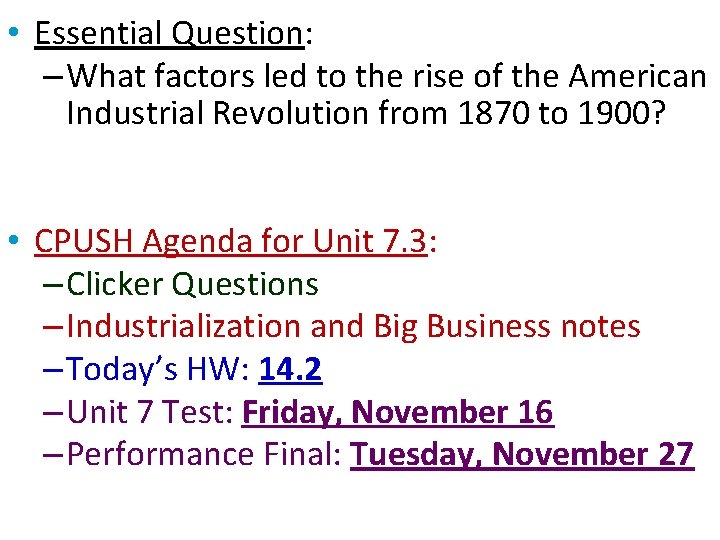Essential Question What factors led to the rise
