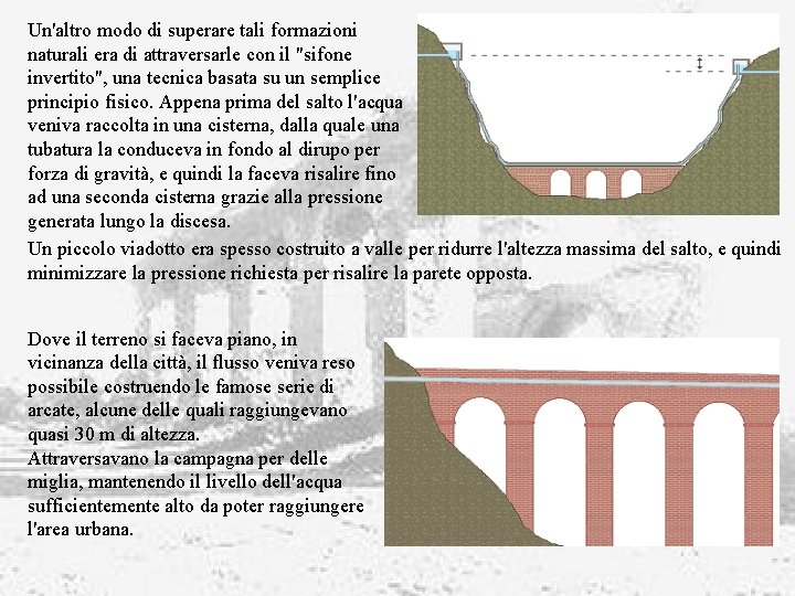 Un'altro modo di superare tali formazioni naturali era di attraversarle con il "sifone invertito",