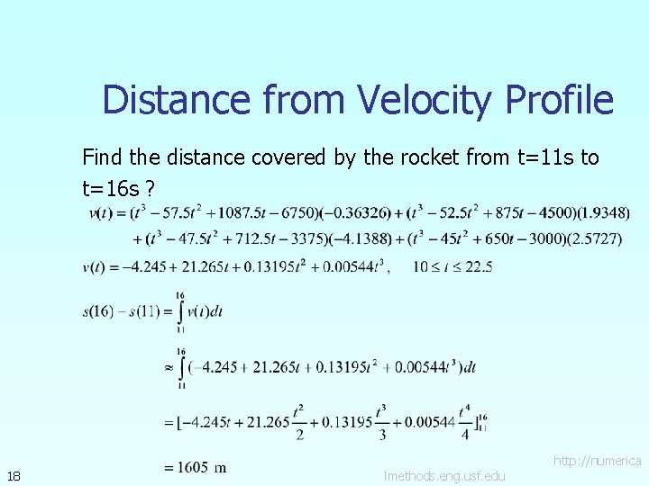 Distance from Velocity Profile Find the distance covered by the rocket from t=11 s