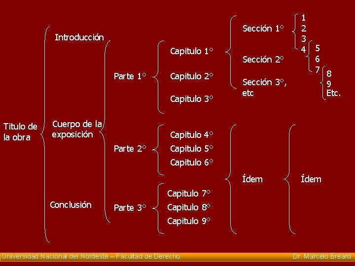 Sección 1° Introducción Capitulo 1° Parte 1° Capitulo 2° Capitulo 3° Titulo de la