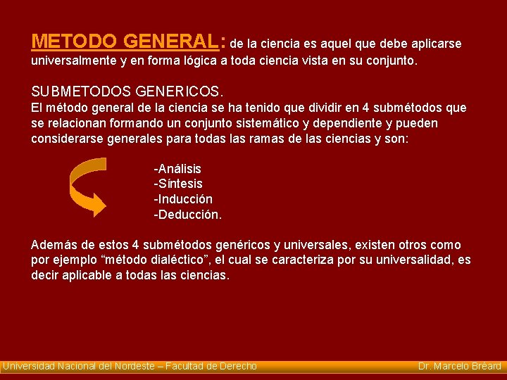 METODO GENERAL: de la ciencia es aquel que debe aplicarse universalmente y en forma