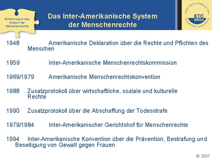 Einführung in das System der Menschenrechte 1948 Das Inter-Amerikanische System der Menschenrechte Amerikanische Deklaration