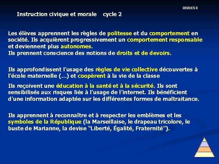 annexe Instruction civique et morale cycle 2 Les élèves apprennent les règles de politesse