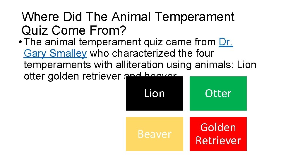 Where Did The Animal Temperament Quiz Come From? • The animal temperament quiz came