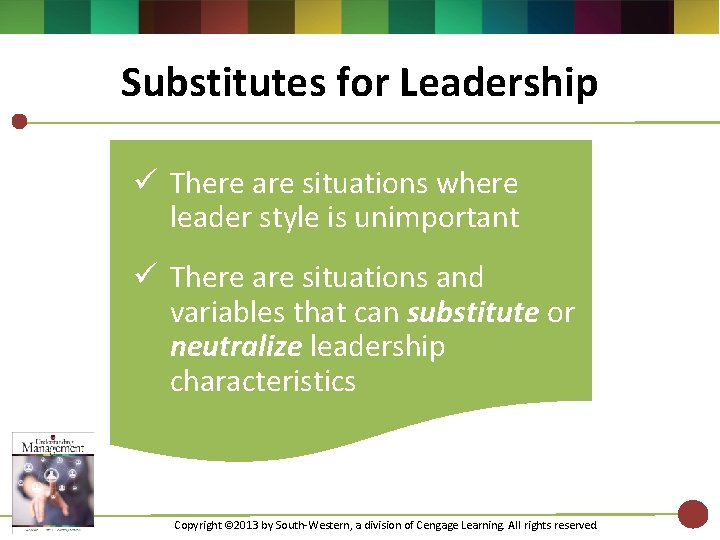 Substitutes for Leadership ü There are situations where leader style is unimportant ü There