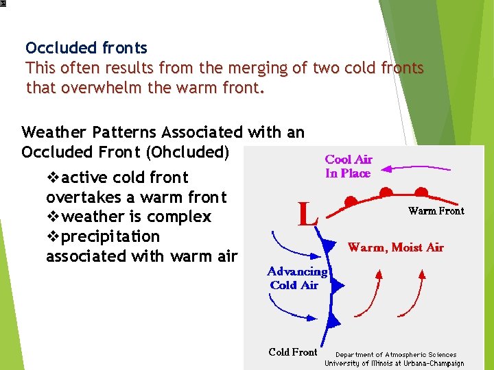 Occluded fronts This often results from the merging of two cold fronts that overwhelm