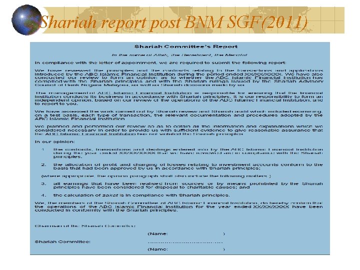 Shariah report post BNM SGF(2011) 