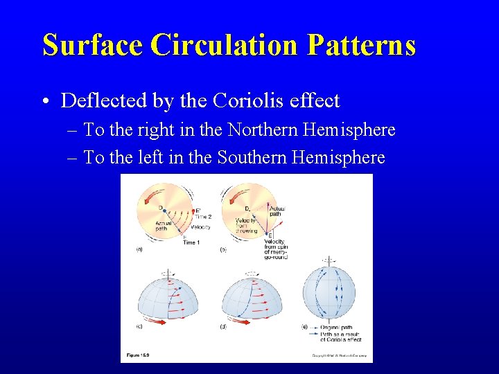 Surface Circulation Patterns • Deflected by the Coriolis effect – To the right in