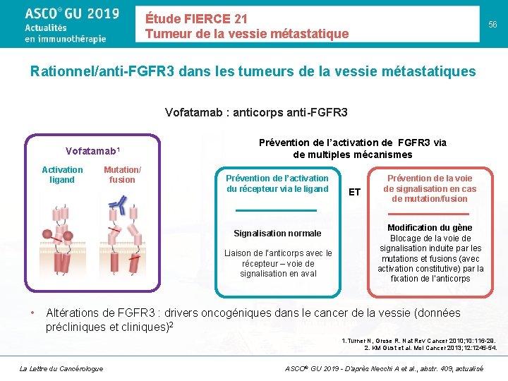 Étude FIERCE 21 Tumeur de la vessie métastatique 56 Rationnel/anti-FGFR 3 dans les tumeurs