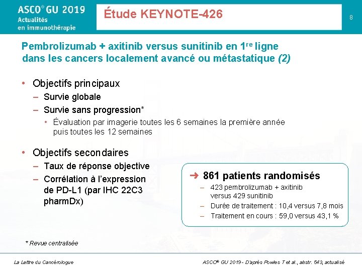 Étude KEYNOTE-426 Pembrolizumab + axitinib versus sunitinib en 1 re ligne dans les cancers