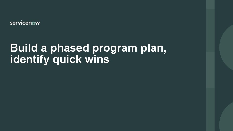 Build a phased program plan, identify quick wins 