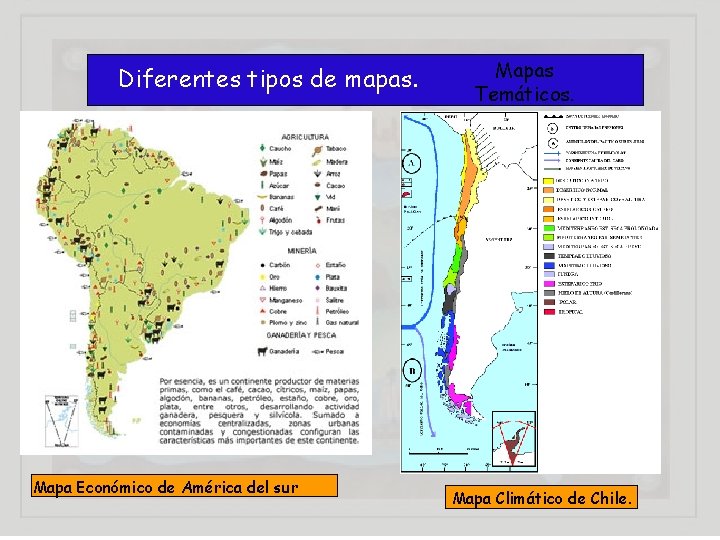 Diferentes tipos de mapas. Mapa Económico de América del sur Mapas Temáticos. Mapa Climático