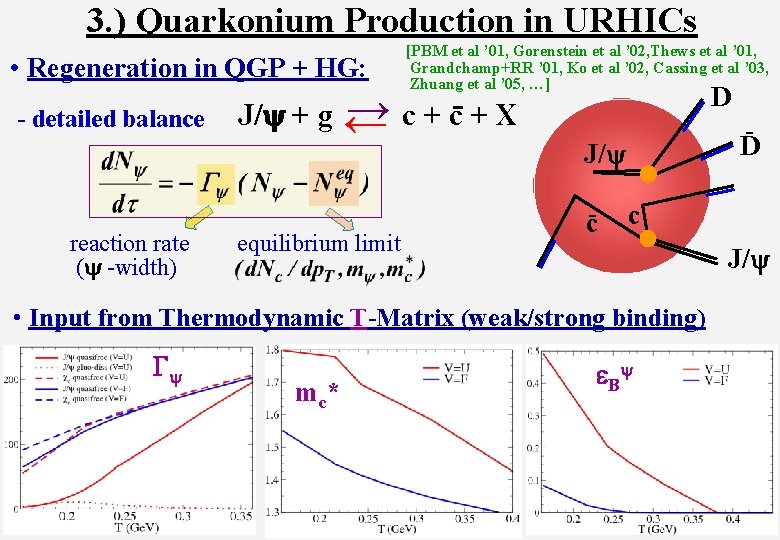 3. ) Quarkonium Production in URHICs • Regeneration in QGP + HG: - detailed