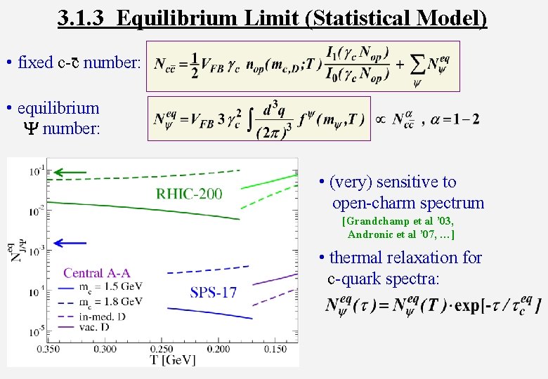 3. 1. 3 Equilibrium Limit (Statistical Model) • fixed c-c- number: • equilibrium Y