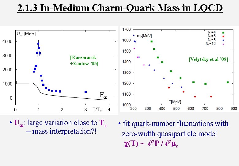 2. 1. 3 In-Medium Charm-Quark Mass in LQCD [Kaczmarek +Zantow ’ 05] [Velytsky et