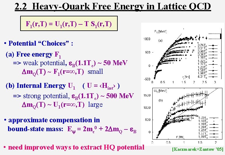 2. 2 Heavy-Quark Free Energy in Lattice QCD F 1(r, T) = U 1(r,