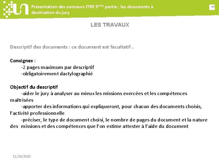 Présentation des concours ITRF 5ème partie : les documents à destination du jury LES