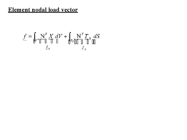 Element nodal load vector Element nodal load vector