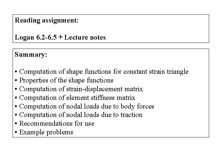Reading assignment: Logan 6. 2 -6. 5 + Lecture notes Summary: • Computation of Reading assignment: Logan 6. 2 -6. 5 + Lecture notes Summary: • Computation of