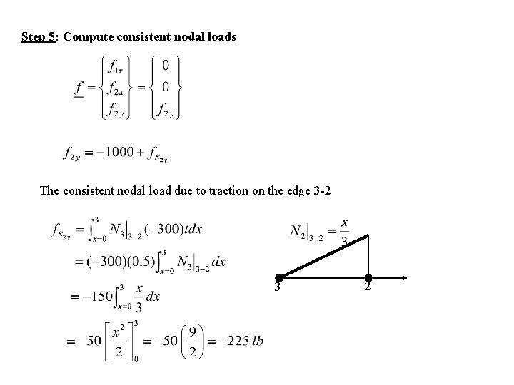 Step 5: Compute consistent nodal loads The consistent nodal load due to traction on Step 5: Compute consistent nodal loads The consistent nodal load due to traction on