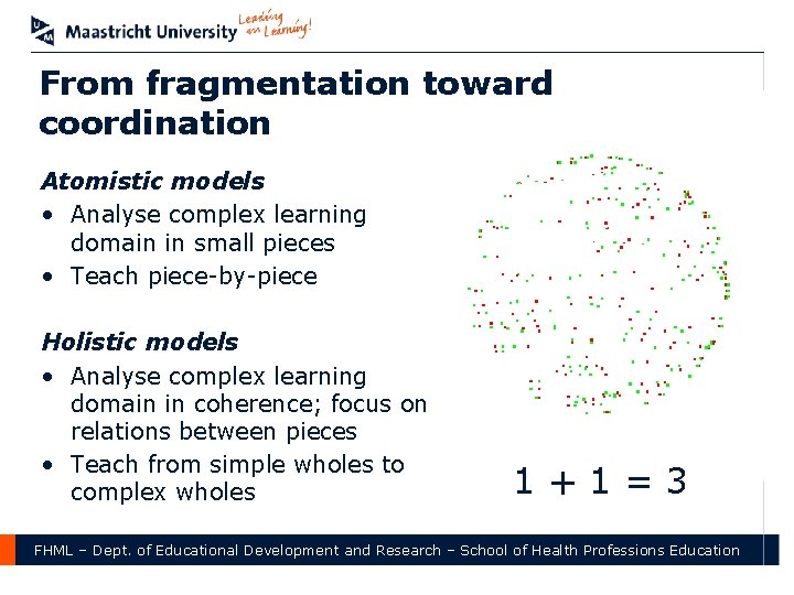 From fragmentation toward coordination Atomistic models • Analyse complex learning domain in small pieces